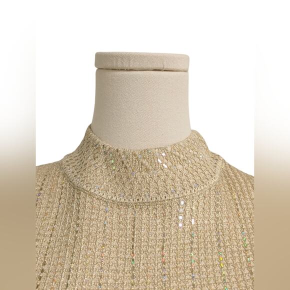 NWT St. John Gold Iridescent Turtle Neck Tank Size Large - Picture 3 of 5